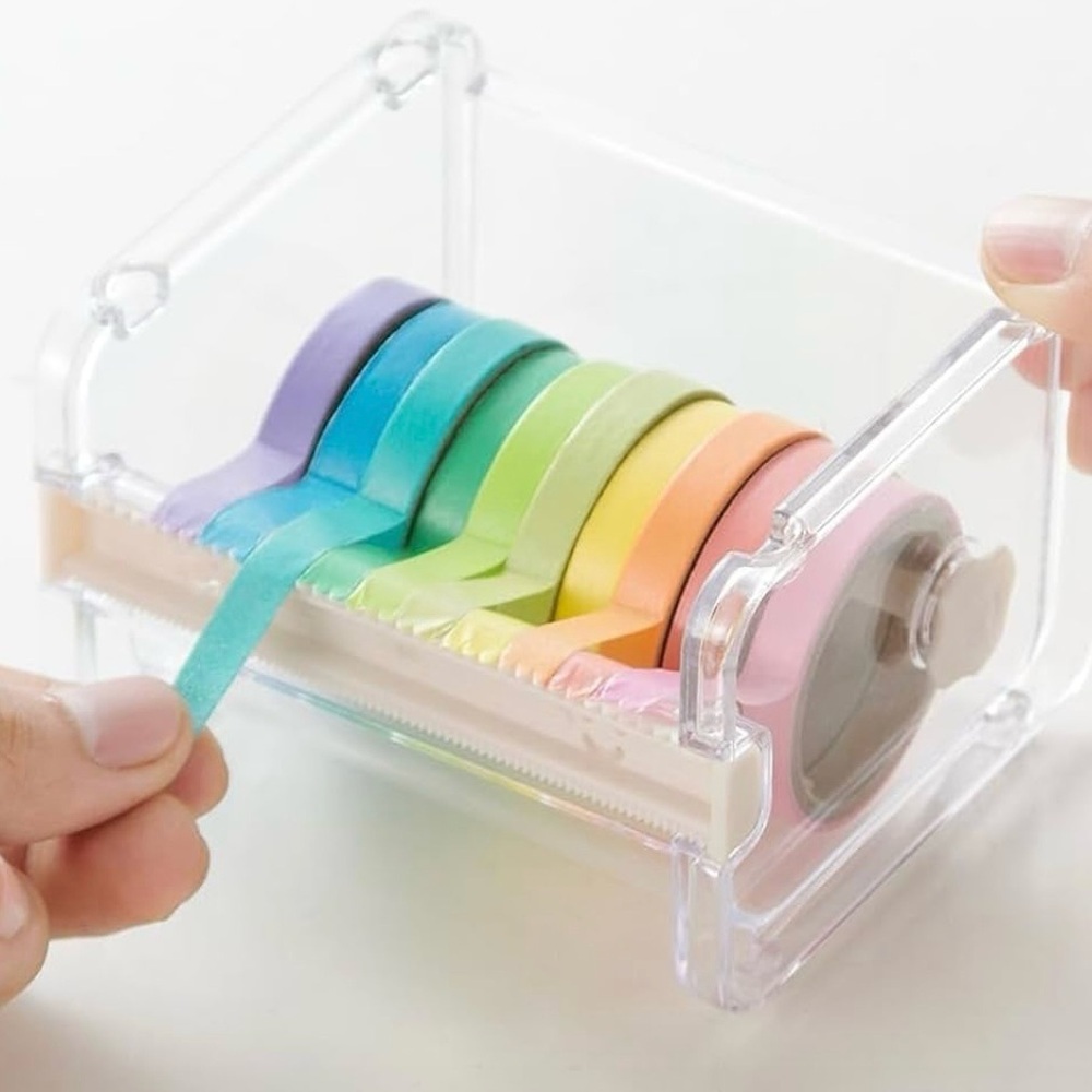 1-4 Pack Washi Tape Dispenser Transparent & Green Acrylic (3 more 4 pack avail) - Picture 2 of 8